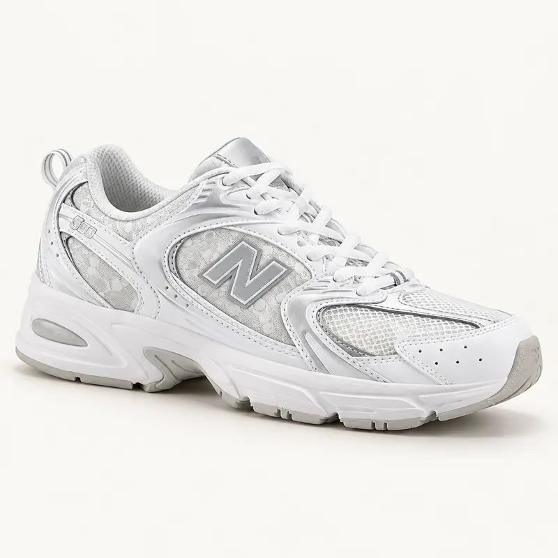 New Balance 530 blancas y plateadas